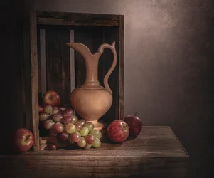 Rustikt stilleben med frukt