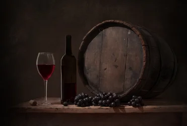 Rustikt stilleben med vin