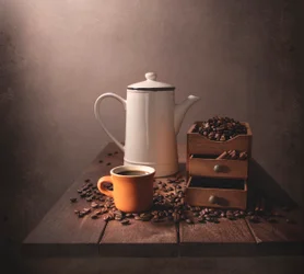 Vintage-stilleben med kaffe