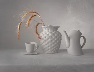 Vitt minimalistiskt stilleben