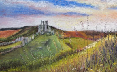 Corfe Castle, 2020 (pastell)