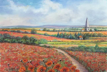 Cotswold poppy field, 2022 (pastell)