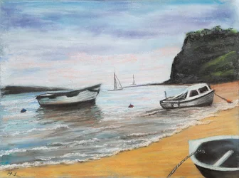 Shaldon Beach South Devon, 2022 (pastell)