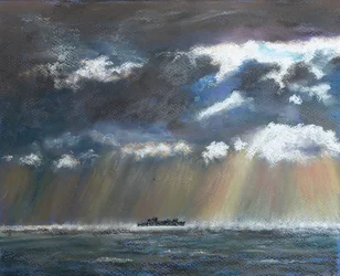Squall near lonely ship, 2020 (pastell)