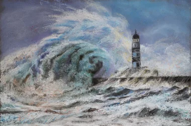 Stormigt hav, 2020 (pastell)