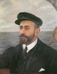 Porträtt av Jean Charcot (1867-1936) av hans fru (olja på duk)