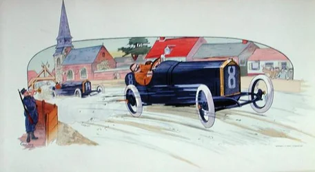 En racingbil från Peugeot i Grand Prix de France 1911