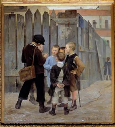 Ett barns konspirationsmöte. Målning av Maria Konstantinovna Bashkirtseva (Bashkirtseff) (1860-1884) 1884 Sön. 1,9x1,7 m Paris, musee d