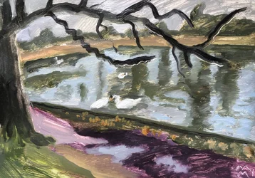 Lac du Bois de Boulogne, 2019 (olja på papper)