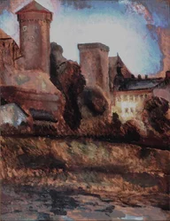 Wawel slott, Krakow. c.1930 (olja ombord)