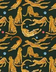 Leoparder i lek, 2020 (akvarell och penna på papper)