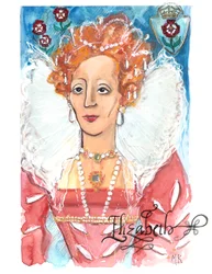 Drottning Elizabeth I, 2018 (akvarell på papper)
