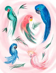 Tropical Bird Spiral, 2019 (akvarell på papper)