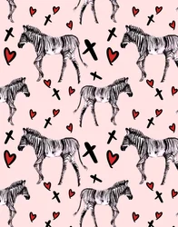 Zebra Love, Pink, 2020 (akvarell på papper)