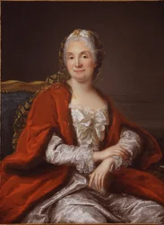 Marie Therese Rodet Geoffrin, saloniere francaise - Porträtt av Madame Geoffrin (1699-1777), av Loir, Marianne (1715-1769). Olja på duk, ca 1760. Privat samling