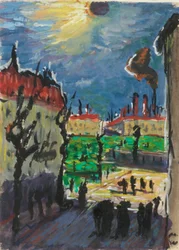Solförmörkelse, ca 1930 (gouache  tusch på papper)
