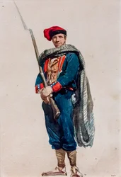Katalansk frivillig till kriget i Afrika, ca 1860 (akvarell på papper)
