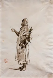 Studie till målningen "Arabiska musiker", ca 1872 (tusch på papper)