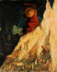 Valkyrian. Wotan slår stenen med spjutet, ca. 1895.