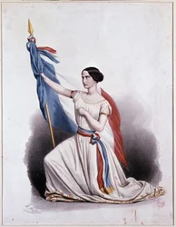 La Marseillaise avklassad av Rachel vid Comédie Française - litografi av Alophe