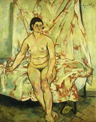 Naken satt på kanten av en säng; Nu Assis sur le Bord d"un Lit, 1929