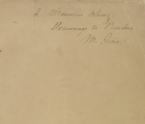Till Monsieur Kunz Hyllning från författaren M. Curie.