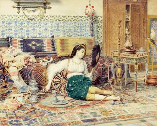 Den vackra orientaliska av Firmin-Girard (Firmin Girard), Francois Marie (1838-1921), - Akvarell på papper, 38x47 - Privat samling