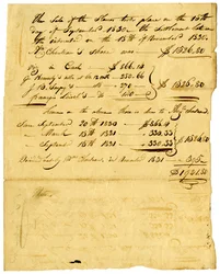 Document regarding sale of slaves and share coming to various individuals, November 1831
