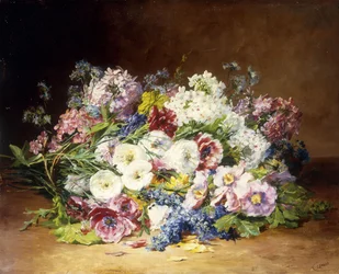 En fantastisk bukett med olika blommor, c.1861