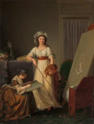 Interiören av en ateljé av en kvinnlig målare, 1789.