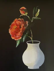 En färgsprakande pionblomma