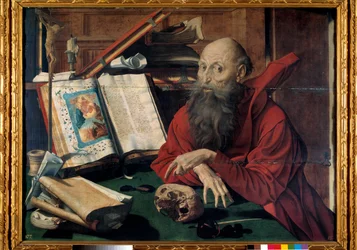 Representation av Saint Hieronymus i hans studie (Målning