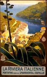 Italienska Rivierans reseaffisch, ca 1920 (litho)