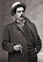 Porträtt av musikerkompositören Giacomo Puccini (1858-1924)