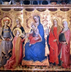 Den heliga Katarinas mystiska äktenskap (tempera på panel)
