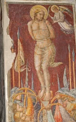 St Sebastian, fresk av Mariotto di Nardo, Kyrkan Santa Maria Maggiore, Florens (UNESCOs världsarvslista