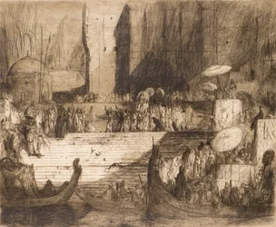 Begravningsceremoni vid Ganges (etsning)