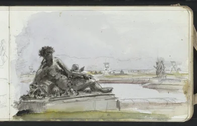 Staty av en vattennymf i trädgården i Versailles