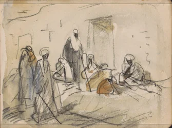 Gata med figurer i Luxor