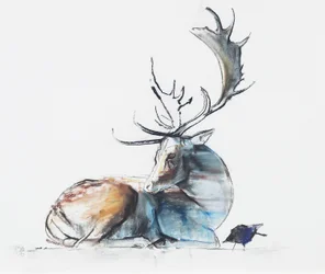 Buck and Bird, 2006 (charcoal und conte på papper)