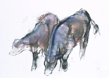 Calves, 2006 (charcoal und conte på papper)