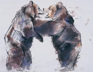 Playfight, 2001 (charcoal und conte på papper)