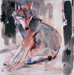 Sitting Wolf, 2000 (blandteknik på papper)