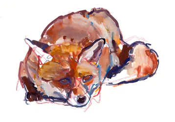 Watching me watching you, 2022 (mixed media på papper)