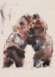 Wrestle (charcoal und conte på papper)
