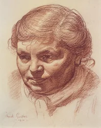 Chef för konstnärens mor, 1910 (sangvinskt på papper)