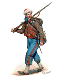 10th New York Infantry National Zouaves 3:e uniformen 1861, 2024 (Akvarell och gouache på Bristol)
