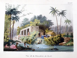 Utsikt över Chaudrie i Syali, Indien, 1828.