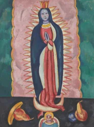Jungfrun av Guadalupe, ca 1918-19 (olja och träkol på kartong)