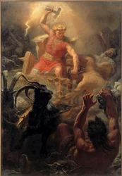 Le combat de Thor (Tor) avec les Geants - Thors kamp med jättarna - Winge, Mårten Eskil (1825-1896) - 1872 - Olja på duk - 484x333 - Nationalmuseum Stockholm